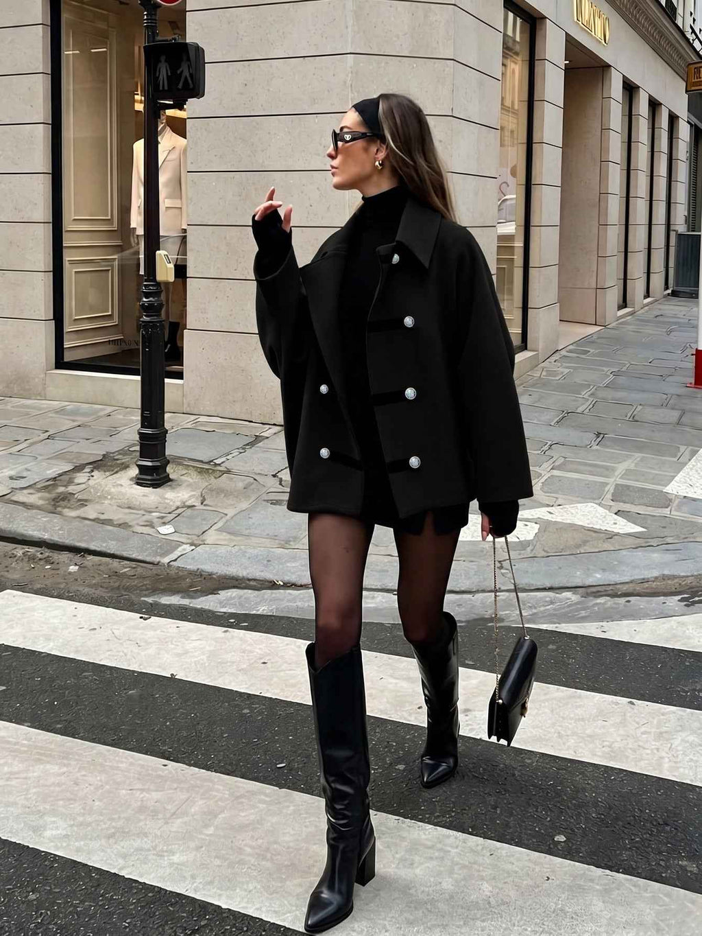 Double-Breasted Short Overcoat