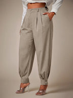 Curve Plus Size Casual Elegant Pleated Pants