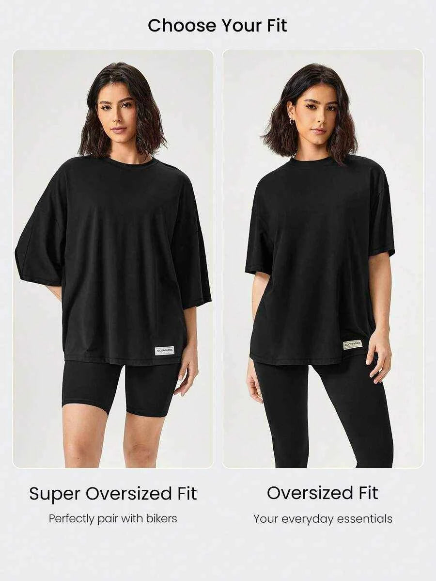 T-shirt Oversized Unisexe à Col Rond à Manches Courtes GLOWMODE en Pima Cotton