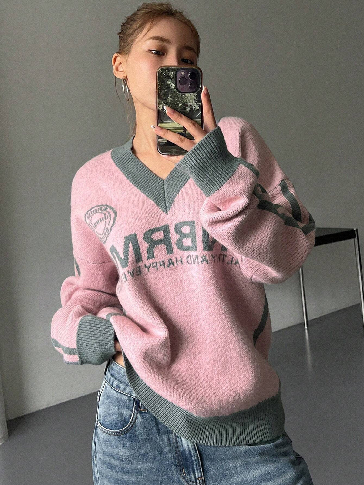 Women Campus Casual Colorblock Knit Sweater
