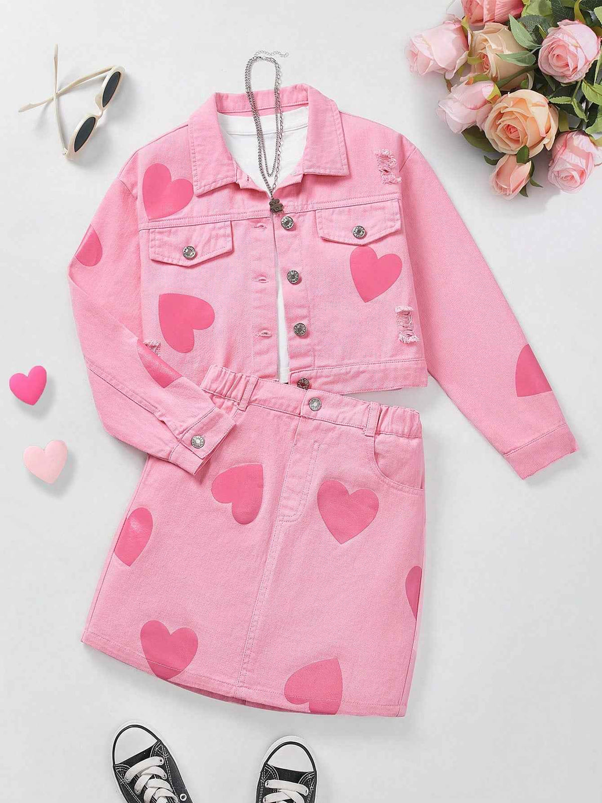 Denim Jacket With Split Skirt
