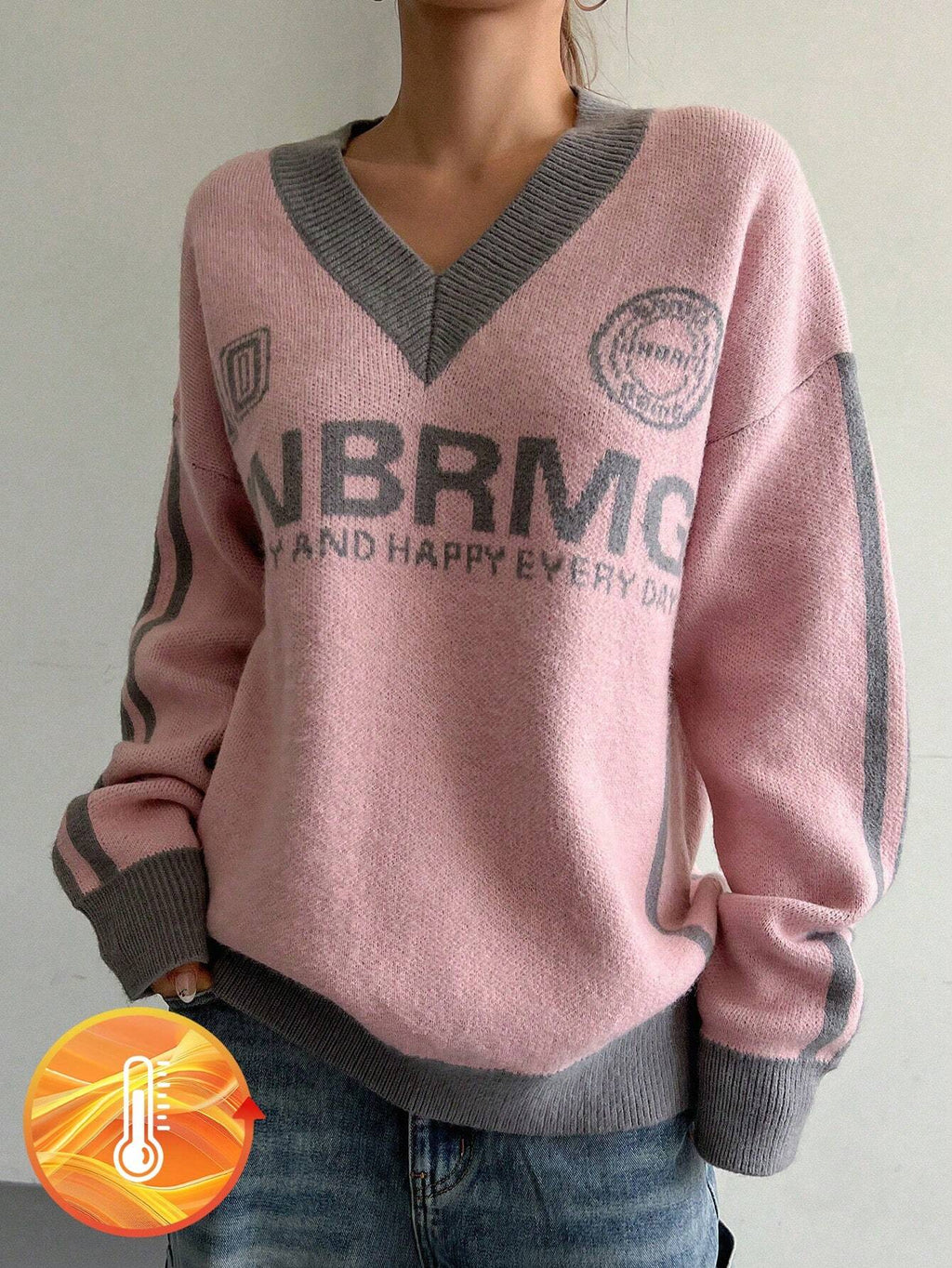 Women Campus Casual Colorblock Knit Sweater