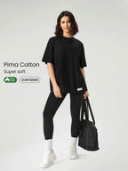 T-shirt Oversized Unisexe à Col Rond à Manches Courtes GLOWMODE en Pima Cotton