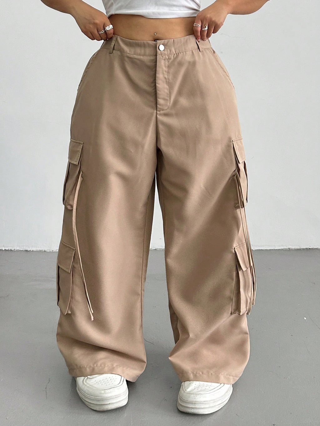 Plus Size Women's Khaki Cargo Pants