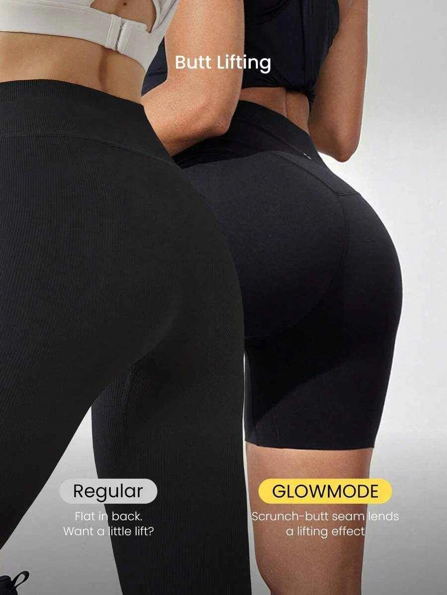 GLOWMODE 6" FeatherFit™-Sculpt Set Run Short Tights à taille haute avec effet liftant des fesses et contrôle du ventre