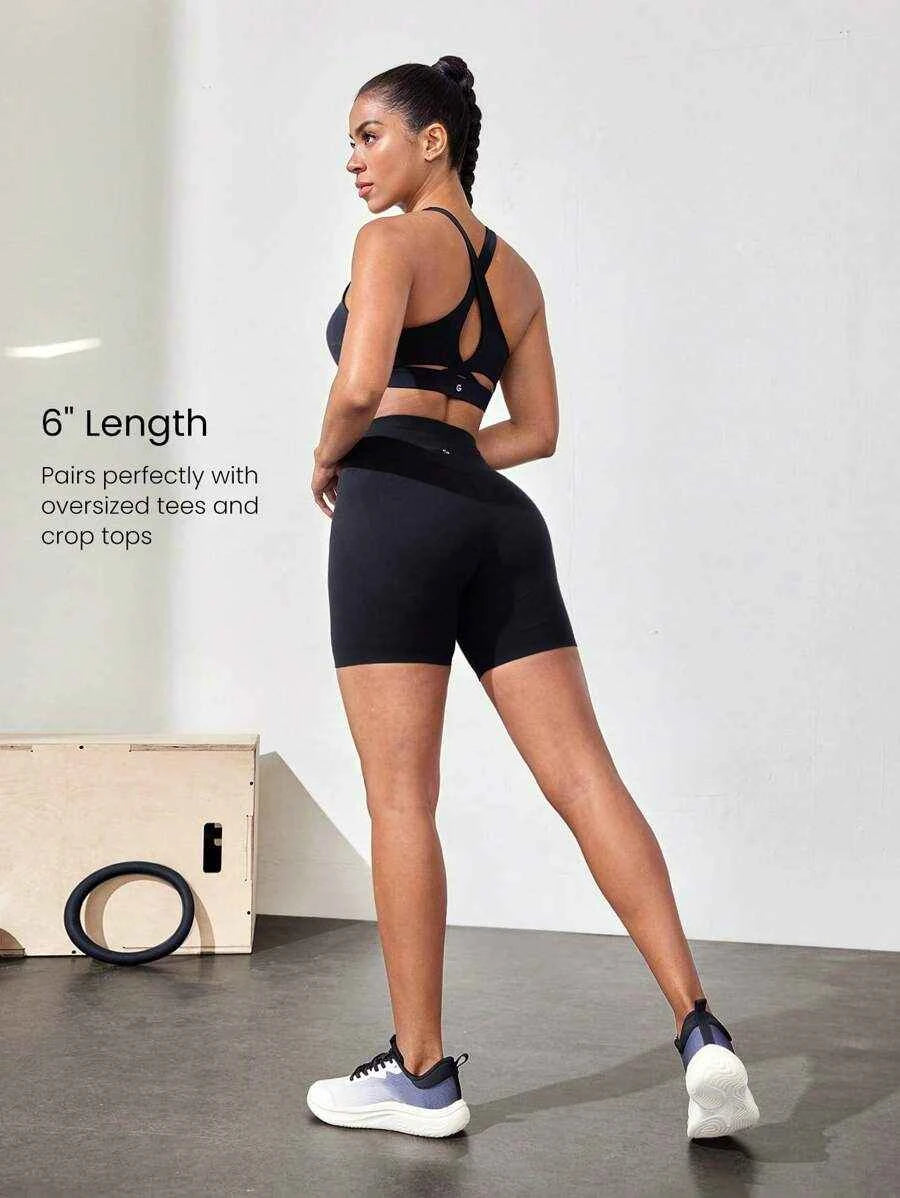 GLOWMODE 6" FeatherFit™-Sculpt Set Run Short Tights à taille haute avec effet liftant des fesses et contrôle du ventre