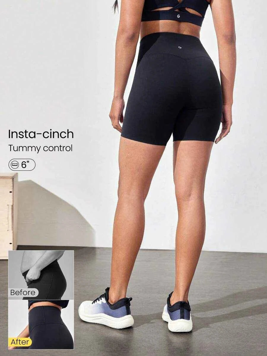 GLOWMODE 6" FeatherFit™-Sculpt Set Run Short Tights à taille haute avec effet liftant des fesses et contrôle du ventre