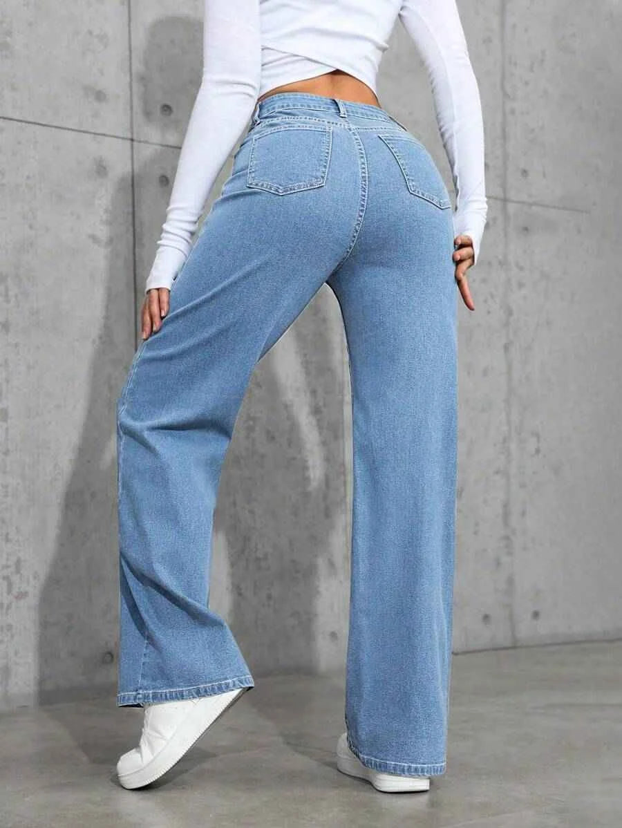 Jeans Droit Casual pour Femmes SHEIN Unity Y2K