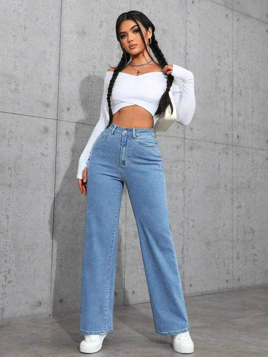 Jeans Droit Casual pour Femmes SHEIN Unity Y2K