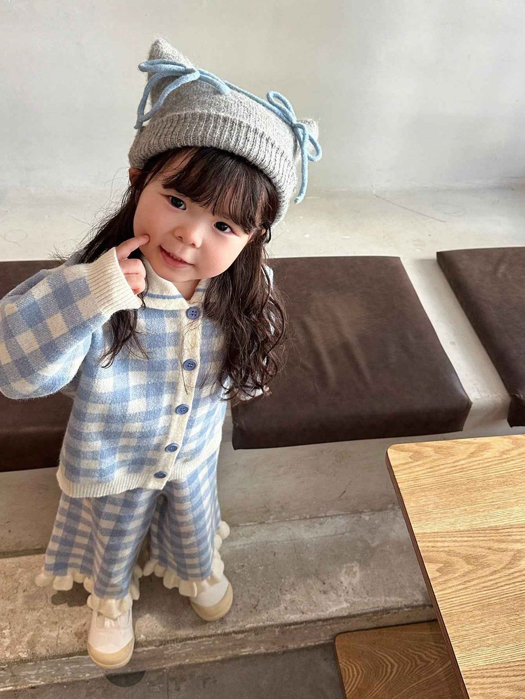 2pcs/Set Baby Girl Sweater Jacket & Knitted Pants Set Fall