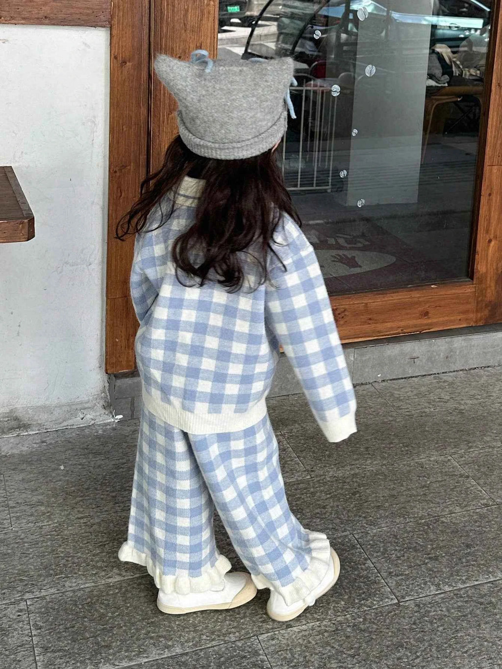 2pcs/Set Baby Girl Sweater Jacket & Knitted Pants Set Fall