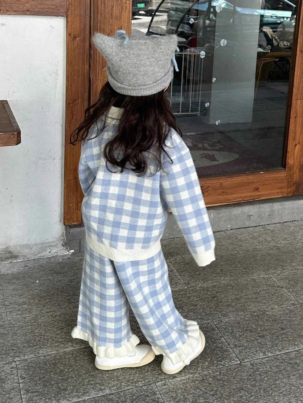 2pcs/Set Baby Girl Sweater Jacket & Knitted Pants Set Fall