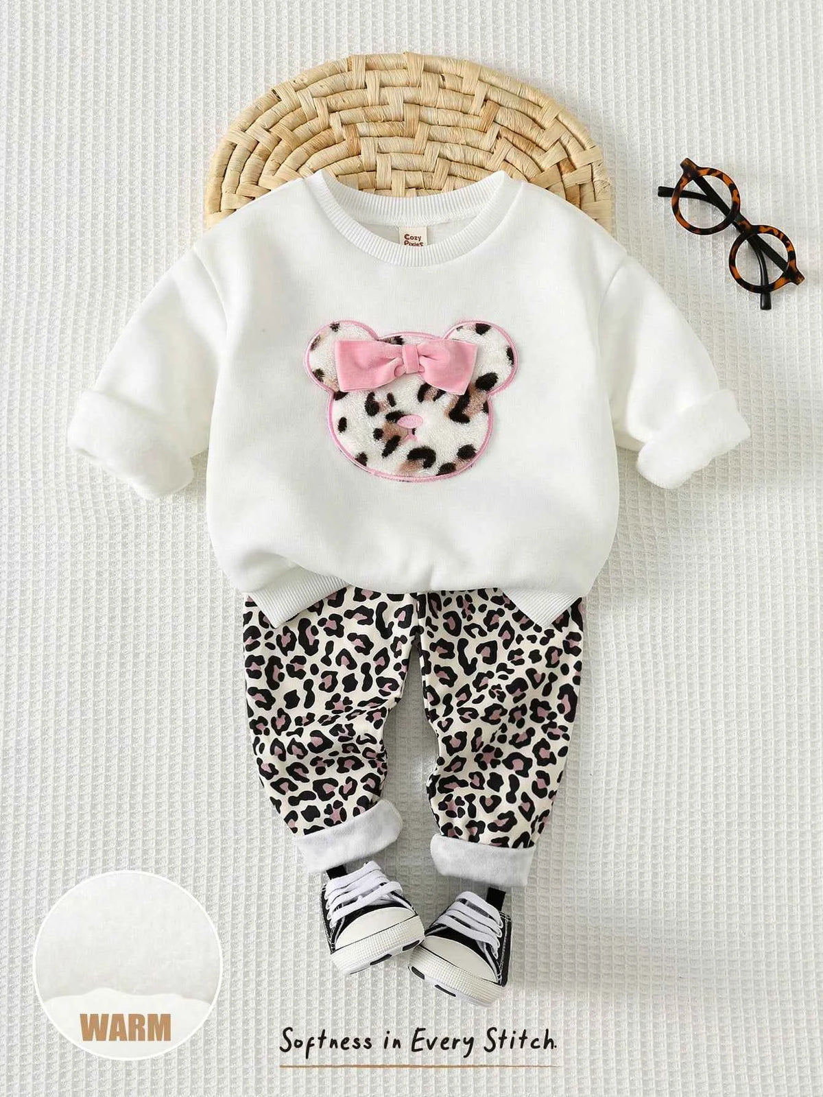 Baby Girl Leopard Print Bear Head