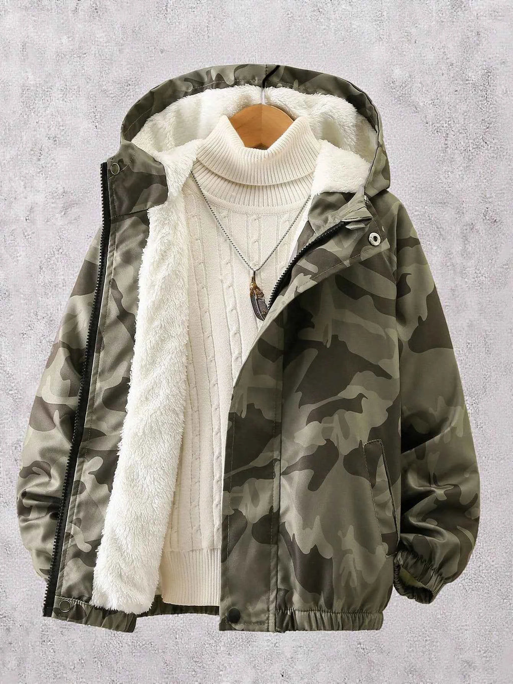Boy Camouflage Print Hooded Long Sleeve Jacket