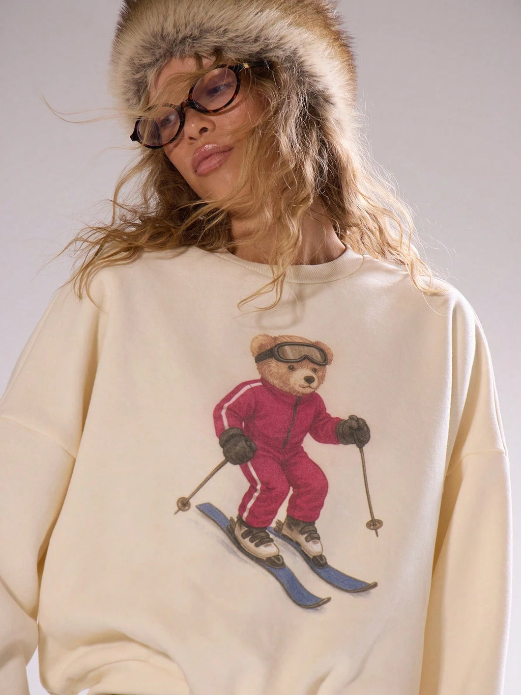 Skiing Teddy Bear Sweatshirt