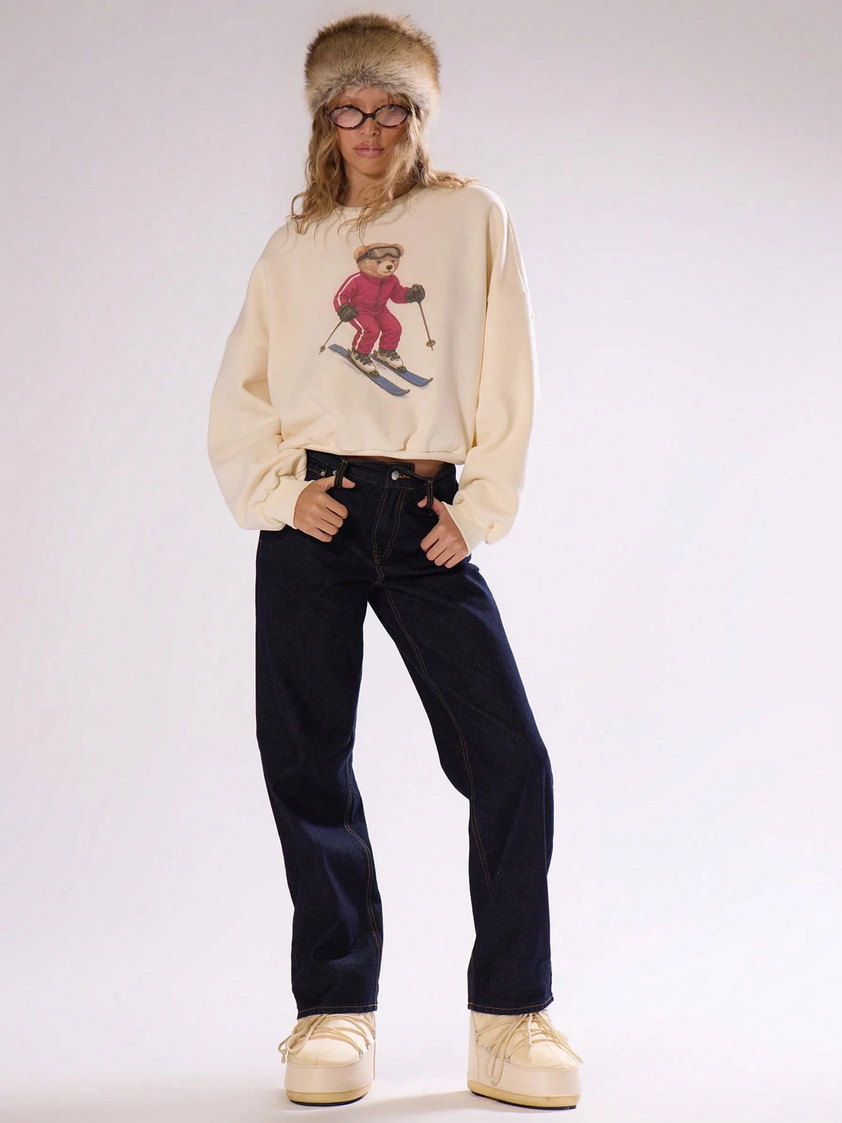 Skiing Teddy Bear Sweatshirt