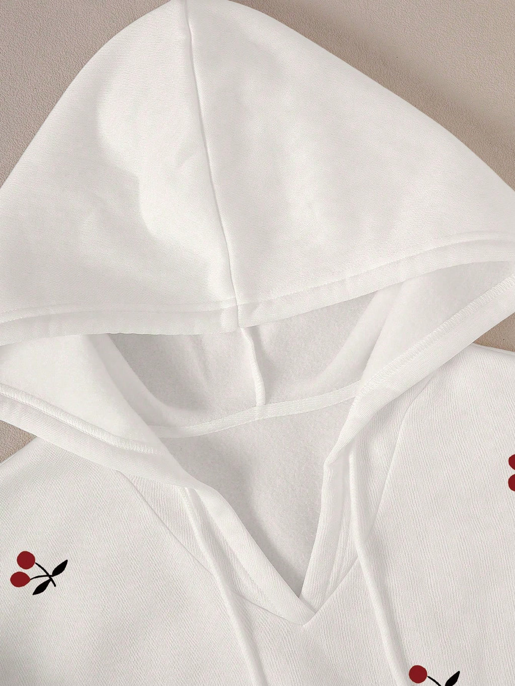 Women Cherry Print Hooded Sweatshirt