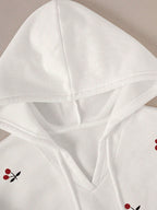 Women Cherry Print Hooded Sweatshirt