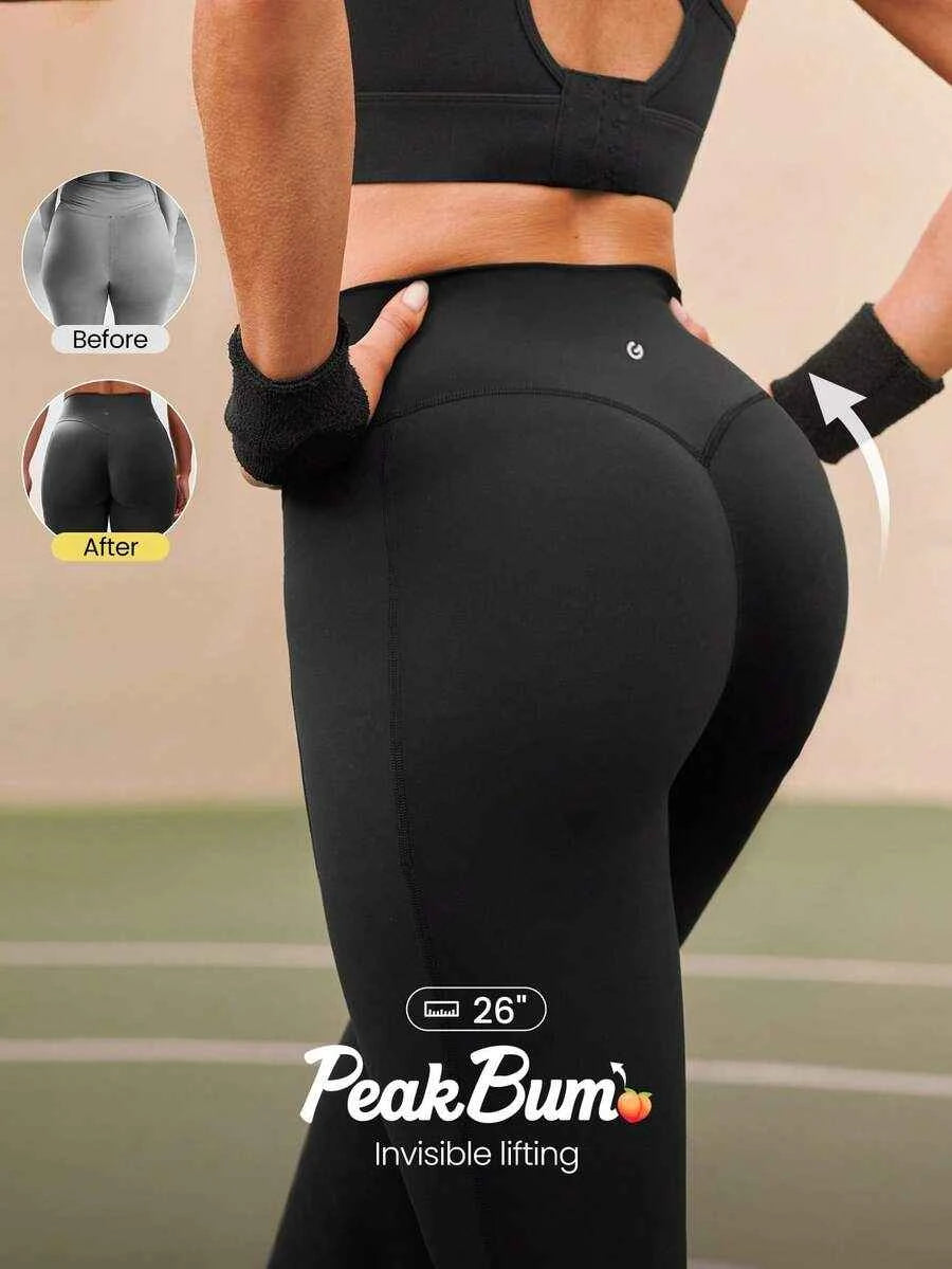 Leggings de compression GLOWMODE 26" Powersculpt™ avec poches latérales invisibles, évacuation de la transpiration, séchage rapide pour entraînement intensif