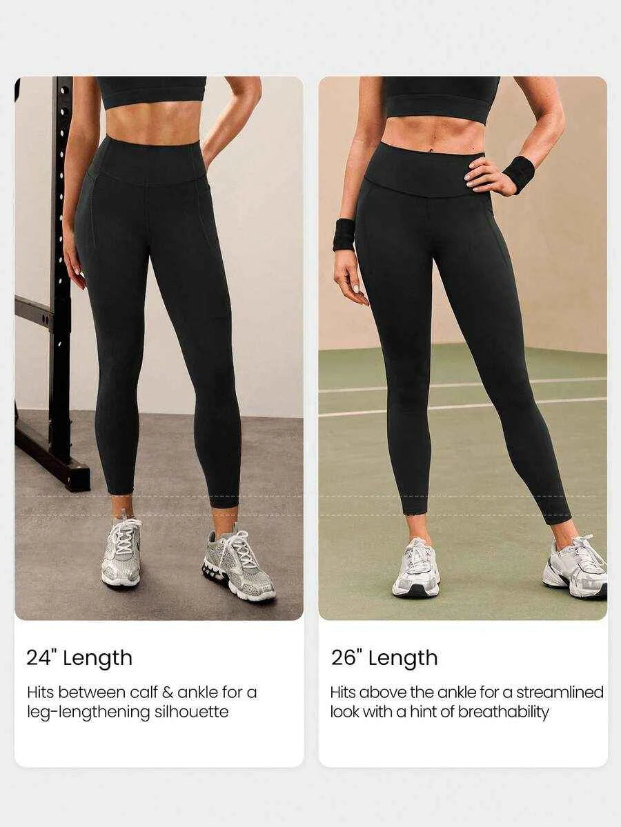 Leggings de compression GLOWMODE 26" Powersculpt™ avec poches latérales invisibles, évacuation de la transpiration, séchage rapide pour entraînement intensif