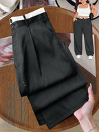 Plus Size Women's Pocket Button Casual Elegant Wide Leg Pants