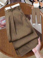 Plus Size Women's Pocket Button Casual Elegant Wide Leg Pants
