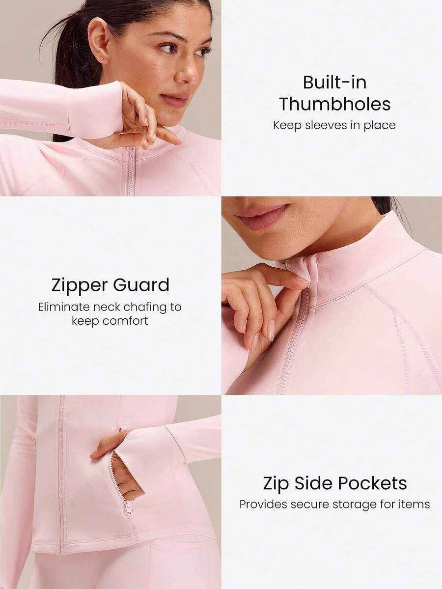 GLOWMODE Veste Longue à Manches pour Yoga et Pilates avec Poches Sécurisées