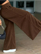 Plus Size Women's High Waist Wide Leg Corduroy Pants