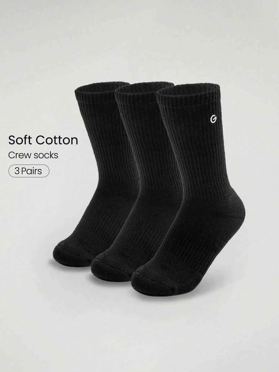 GLOWMODE 3 Paires Chaussettes Douces Aérée avec Logo Brodé pour Gym et Entraînement Quotidien