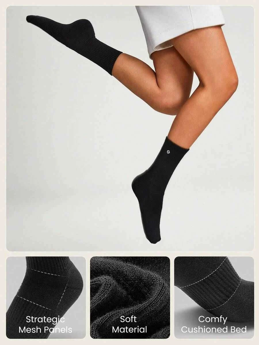 GLOWMODE 3 Paires Chaussettes Douces Aérée avec Logo Brodé pour Gym et Entraînement Quotidien