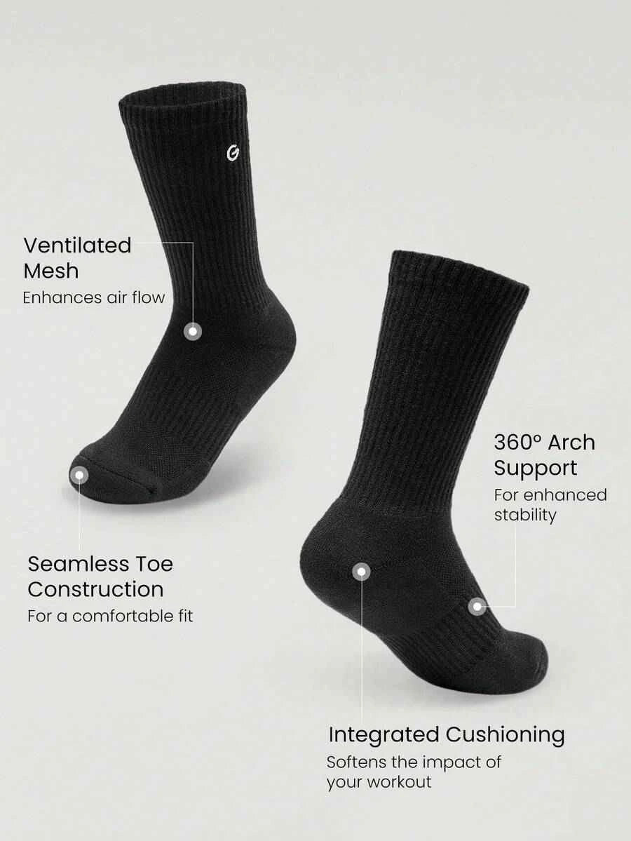 GLOWMODE 3 Paires Chaussettes Douces Aérée avec Logo Brodé pour Gym et Entraînement Quotidien