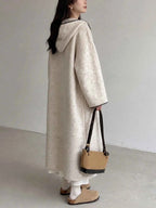 Women's Casual Contrast Color Trim Hooded Cardigan Sweater Coat