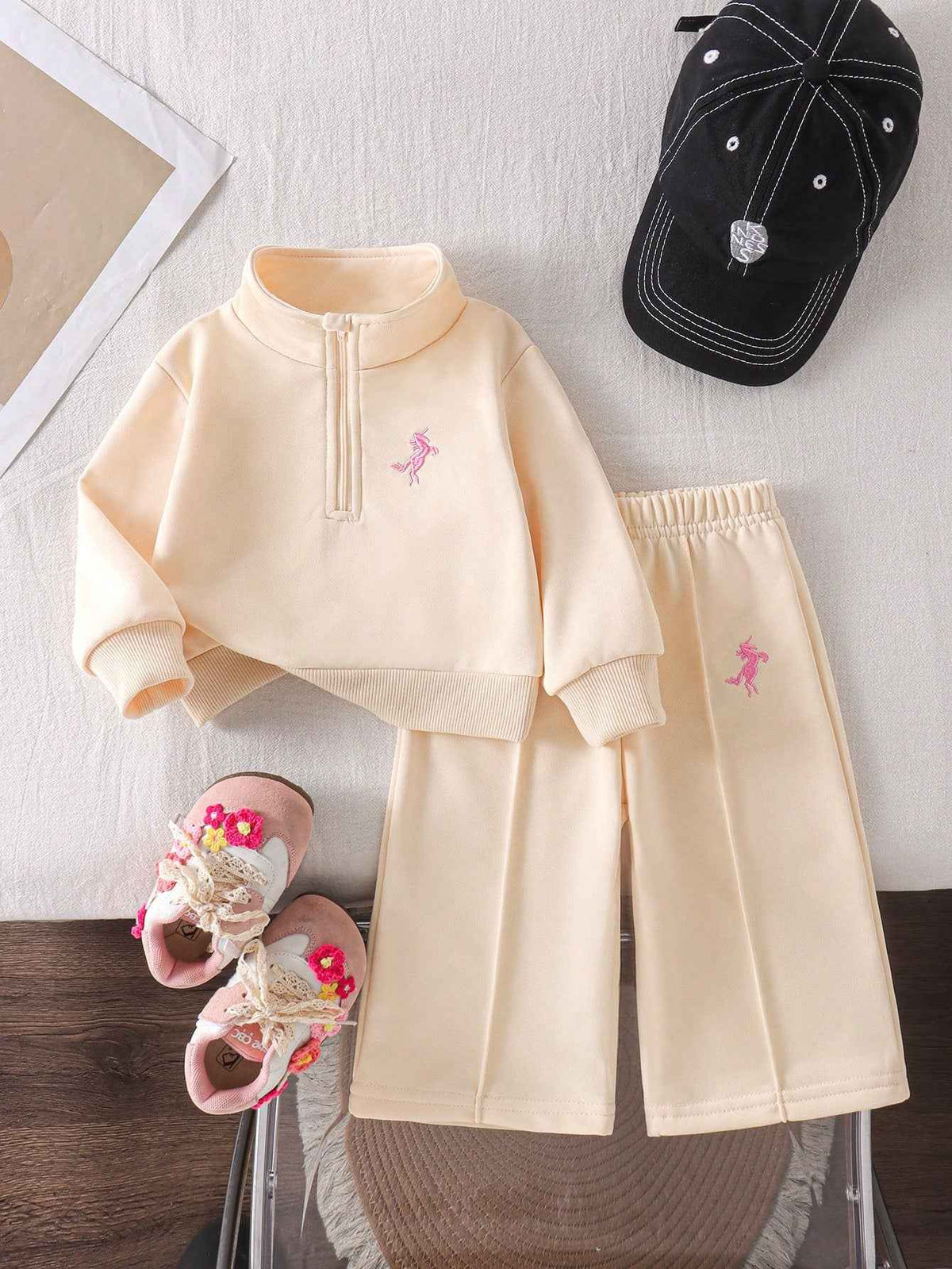 2pcs Baby Girls Jacket and Wide Leg Pants