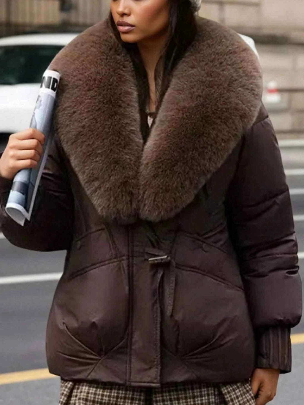 Women's Oversized Fur Collar Thickened Padded Coat