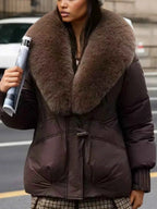 Women's Oversized Fur Collar Thickened Padded Coat