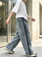 Boys' Denim Wide Leg Pants 2026 Spring/Autumn New Style Personalized Denim Long Pants For Big Kids