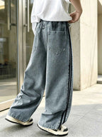Boys' Denim Wide Leg Pants 2026 Spring/Autumn New Style Personalized Denim Long Pants For Big Kids