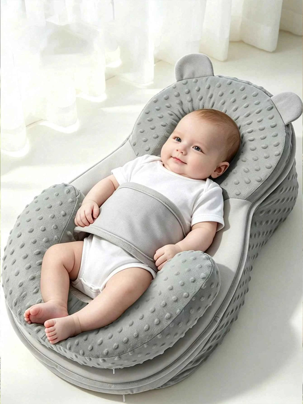 2pcs Set Slanted Bean Velvet Anti-Spit-Up Baby Nest