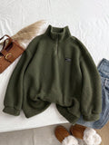 Plus Size Lambswool Sweatshirt Fall - Army Green