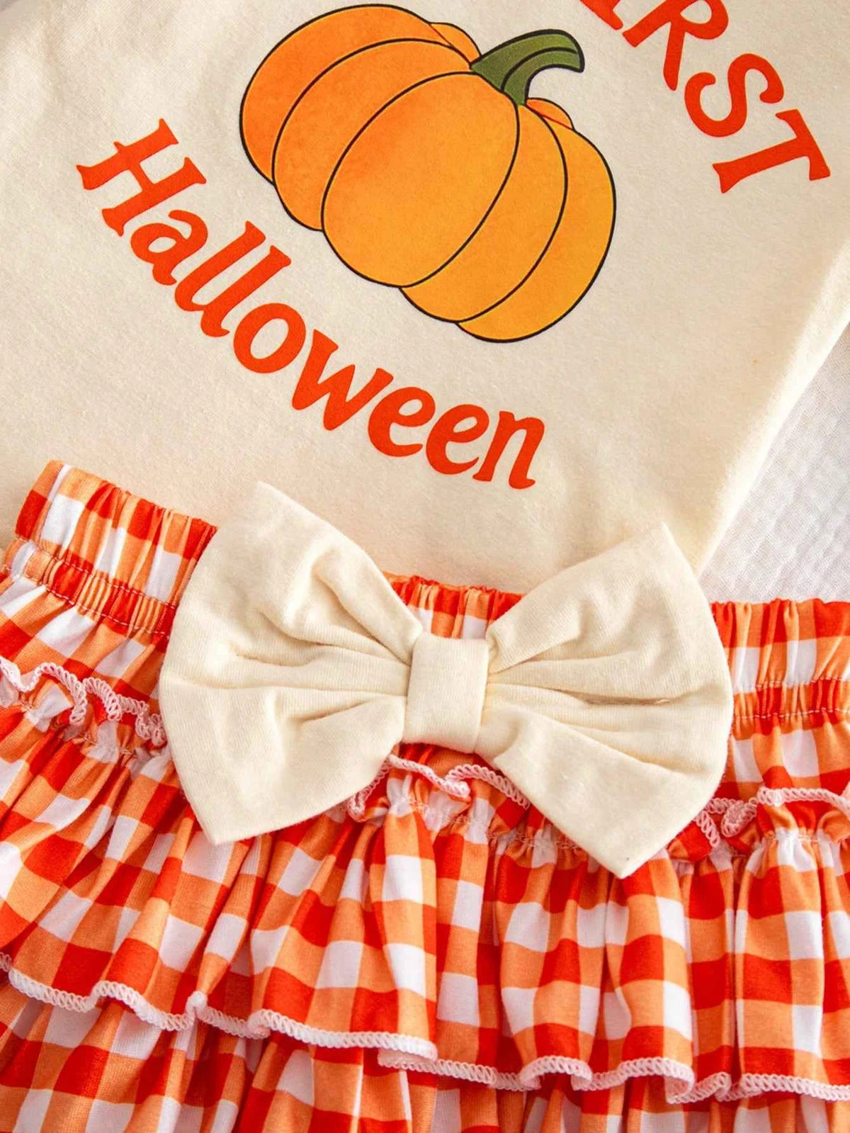 2pcs Baby Girl Cute Pumpkin Pattern Long Sleeve Bodysuit & Pants