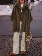 Hooded Faux Fur Cape
