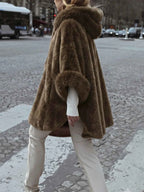Hooded Faux Fur Cape
