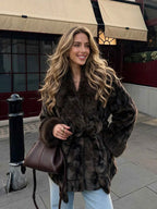 Faux Fur Coat With Large Collar