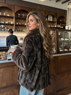 Faux Fur Coat With Large Collar