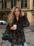 Faux Fur Coat With Large Collar
