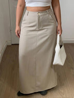 Fitted A-Line Long Skirt With Slit