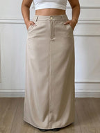 Fitted A-Line Long Skirt With Slit