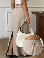 Fitted A-Line Long Skirt With Slit
