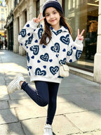 Girls 2pcs Hoodie And Leggings Set