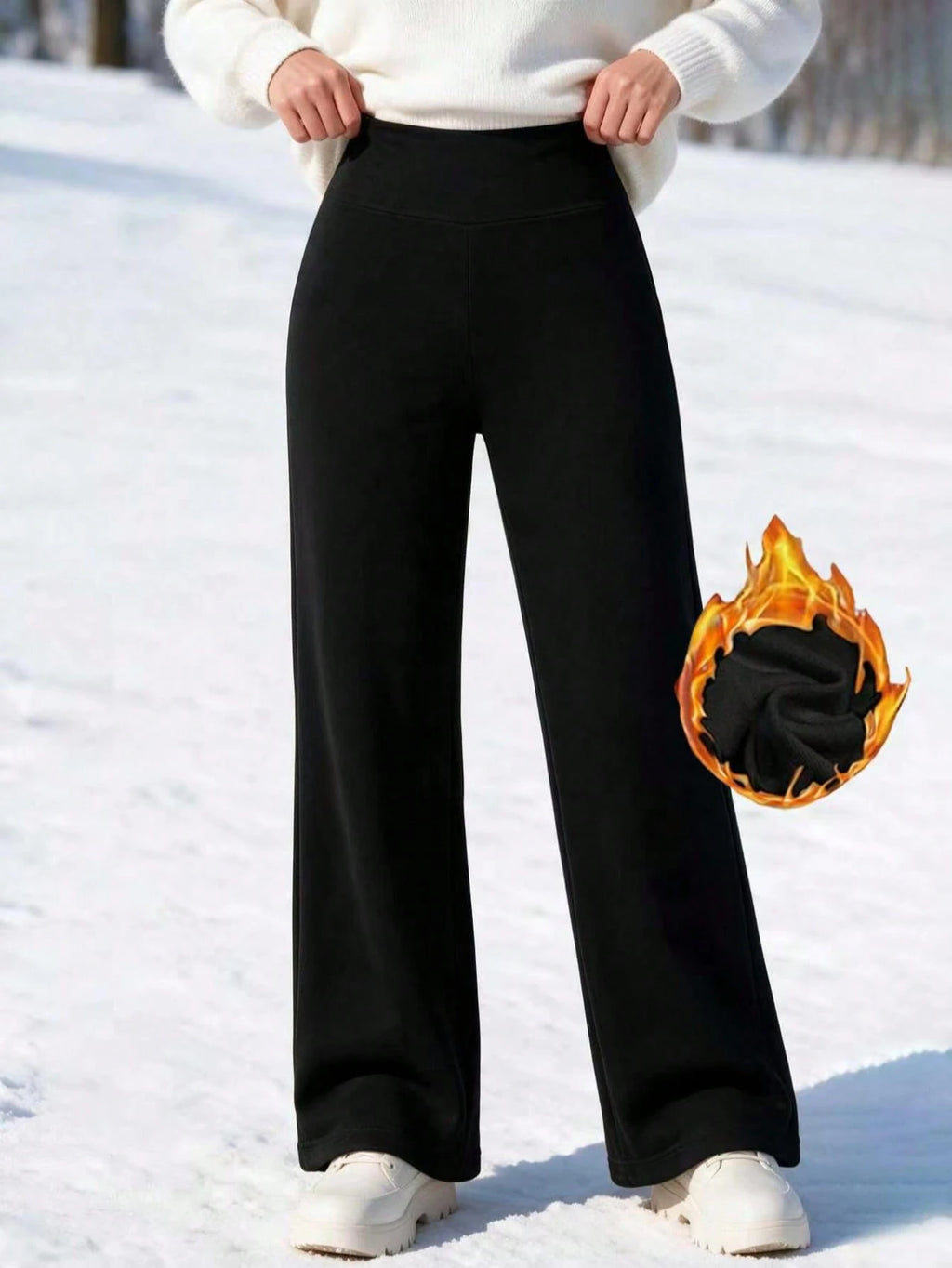 Women's Warm Fleece High Waist Straight Leg Pants